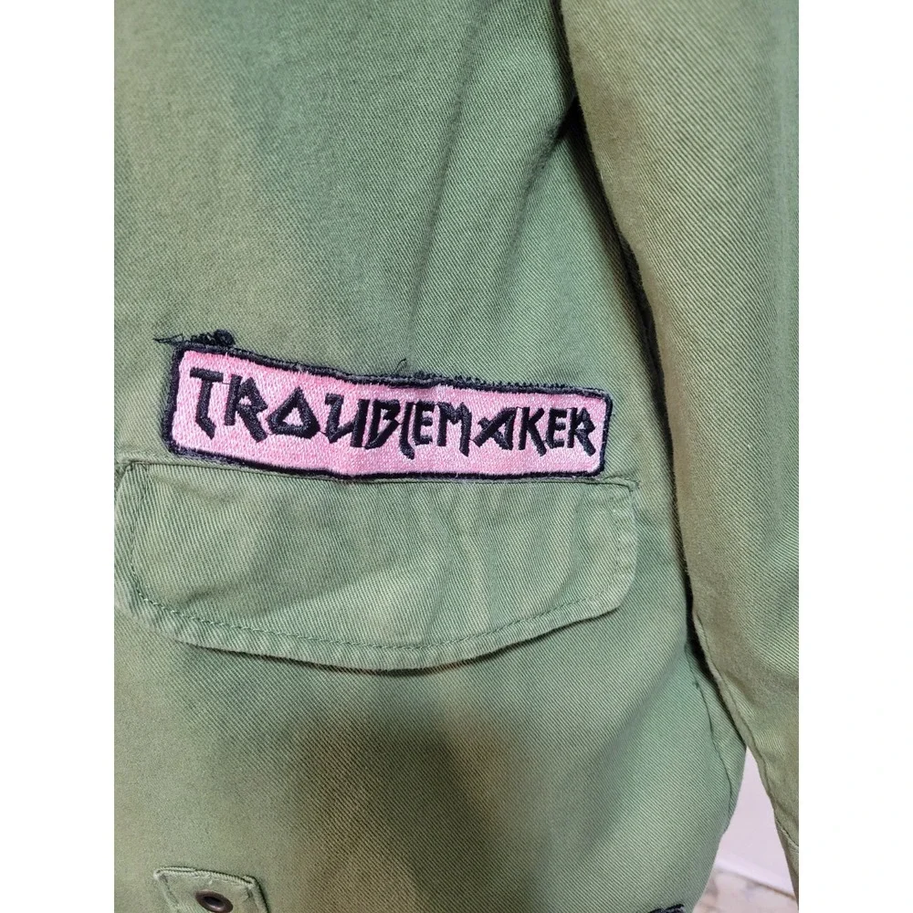 Zara‎ Girls Military Shacket 11-12 Troublemaker Patch Edgy Streetwear